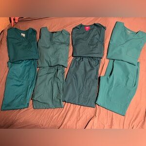 (4) Teal and Green Scrub Set